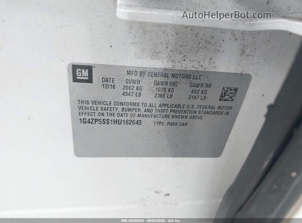 1G4ZP5SS1HU182645 2017 BUICK LACROSSE White Շարժիչի բաժամունքի տեսք