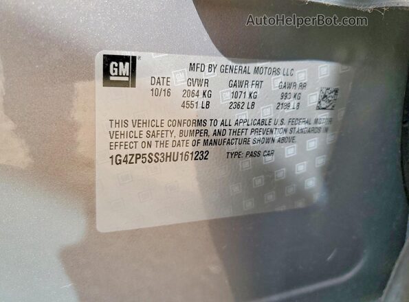 1G4ZP5SS3HU161232 2017 BUICK LACROSSE Tan Engine compartment view
