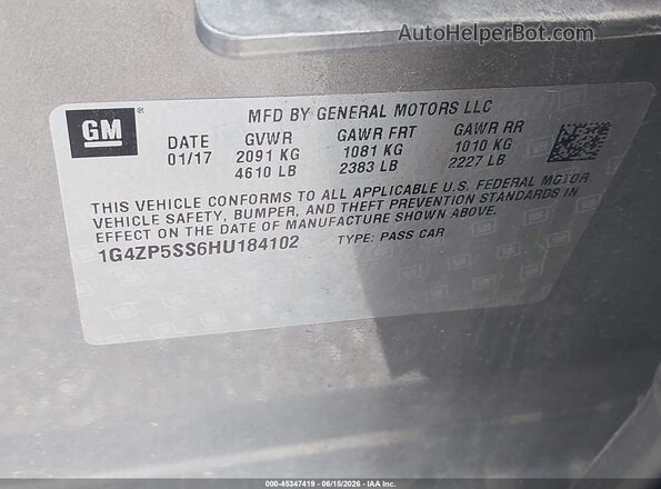 1G4ZP5SS6HU184102 2017 BUICK LACROSSE Gray Engine compartment view