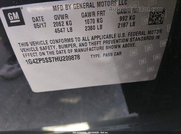 1G4ZP5SS7HU209878 2017 BUICK LACROSSE Black 