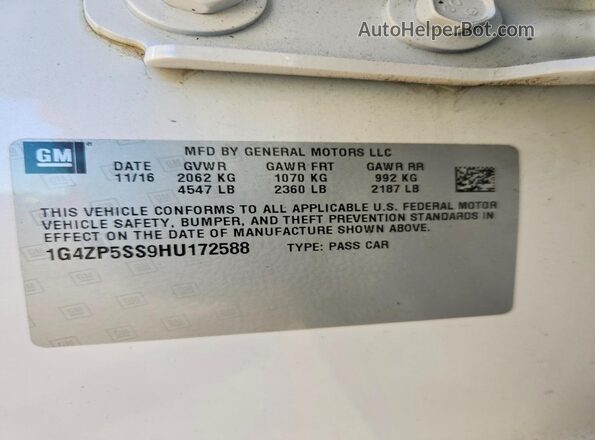 1G4ZP5SS9HU172588 2017 BUICK LACROSSE White Շարժիչի բաժամունքի տեսք