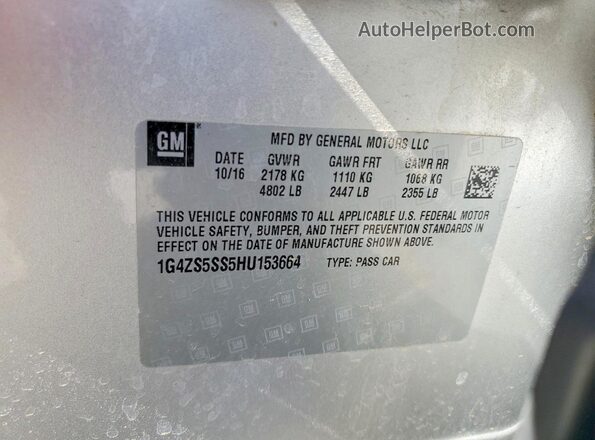 1G4ZS5SS5HU153664 2017 BUICK LACROSSE Silver ძრავის განყოფილების ხედი
