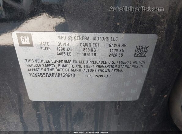 1G6AB5RX0H0159613 2017 CADILLAC ATS Black Вид підкапотного простору