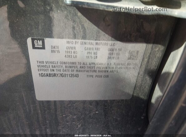 1G6AB5RX7G0112643 2016 CADILLAC ATS Серый Вид подкапотного пространства
