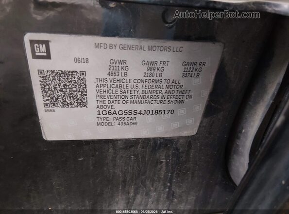 1G6AG5SS4J0185170 2018 CADILLAC ATS Черный Вид подкапотного пространства