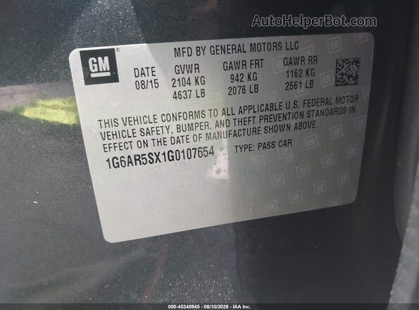 1G6AR5SX1G0107654 2016 CADILLAC CTS Gray Engine compartment view
