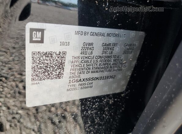 1G6AX5SS0K0119362 2019 CADILLAC CTS Black VIN კოდის სტიკერის ხედი