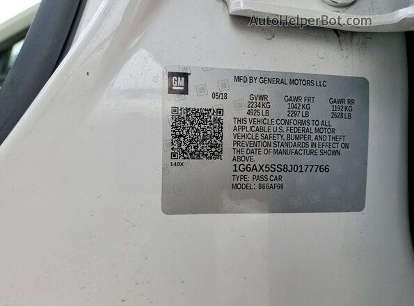 1G6AX5SS8J0177766 2018 CADILLAC CTS White Vista del compartimento del motor