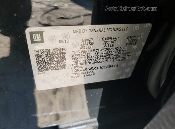 1G6AX5SX1J0185414 2018 CADILLAC CTS Black ძრავის განყოფილების ხედი