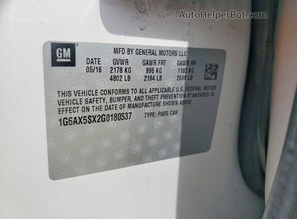 1G6AX5SX2G0180537 2016 CADILLAC CTS White Engine compartment view
