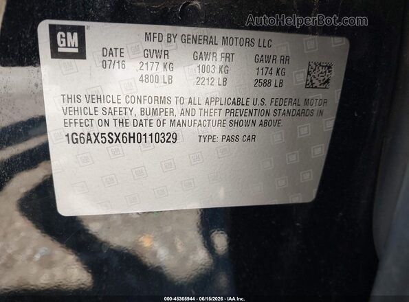 1G6AX5SX6H0110329 2017 CADILLAC CTS Black Vista del compartimento del motor