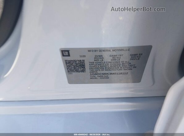 1G6DC5RK3M0118112 2021 CADILLAC CT4 White Widok komory silnika