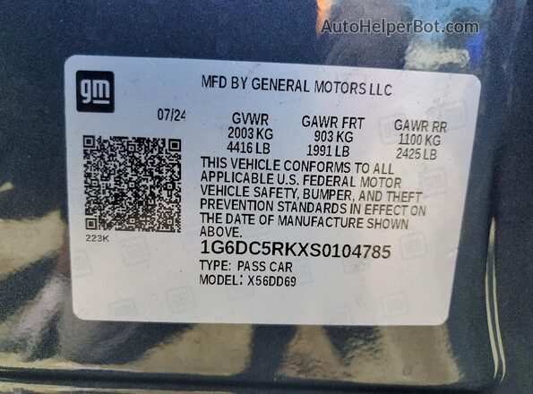 1G6DC5RKXS0104785 2025 CADILLAC CT4 Charcoal Vista del compartimento del motor