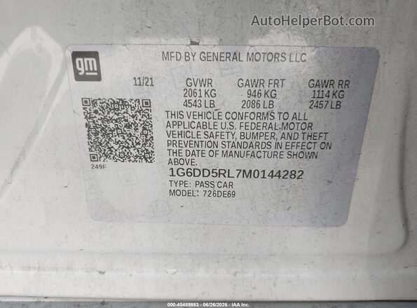 1G6DD5RL7M0144282 2021 CADILLAC CT4 Белый Вид подкапотного пространства