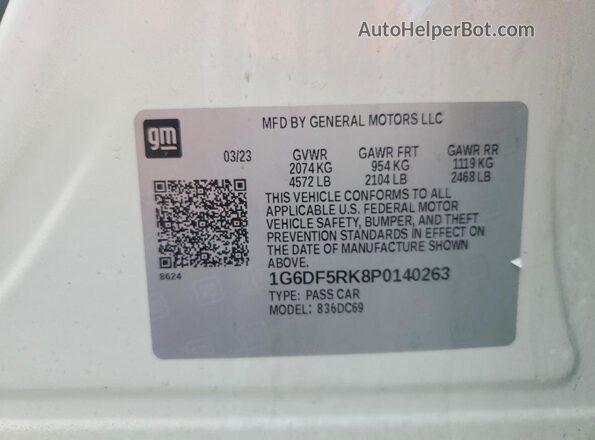 1G6DF5RK8P0140263 2023 CADILLAC CT4 White Vista del compartimento del motor