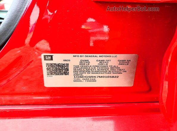 1G6DG5RK7M0105822 2021 CADILLAC CT4 Red Vista del compartimento del motor