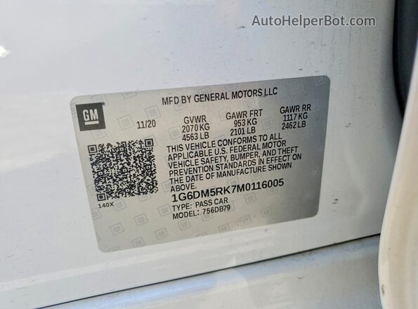 1G6DM5RK7M0116005 2021 CADILLAC CT5 Белый Вид подкапотного пространства