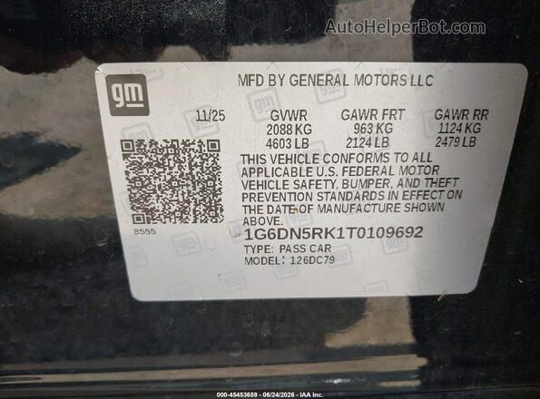 1G6DN5RK1T0109692 2026 CADILLAC CT5 Black Vista del compartimento del motor