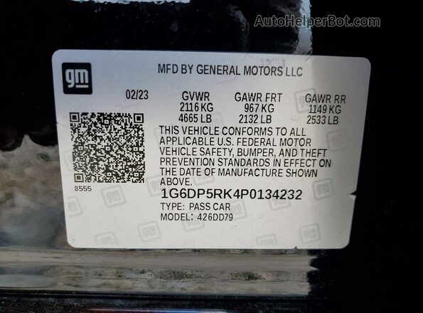 1G6DP5RK4P0134232 2023 CADILLAC CT5 Черный Вид подкапотного пространства
