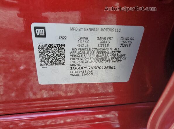 1G6DP5RK9P0126661 2023 CADILLAC CT5 Burgundy 