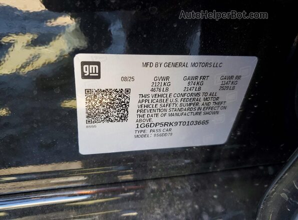 1G6DP5RK9T0103665 2026 CADILLAC CT5 Черный Вид наклейки с VIN-кодом