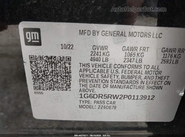 1G6DR5RW2P0113912 2023 CADILLAC CT5 Black Vista del compartimento del motor
