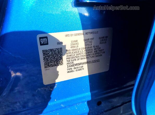 1G6DR5RW8R0132211 2024 CADILLAC CT5 Синий Вид наклейки с VIN-кодом