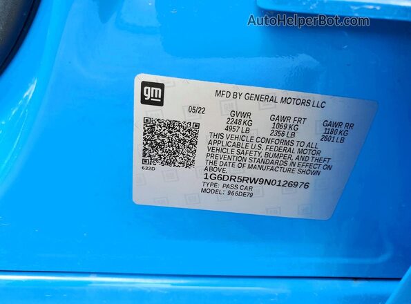 1G6DR5RW9N0126976 2022 CADILLAC CT5 Blue Vista del compartimento del motor