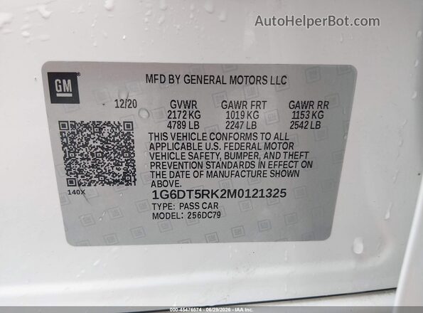 1G6DT5RK2M0121325 2021 CADILLAC CT5 Белый Вид подкапотного пространства