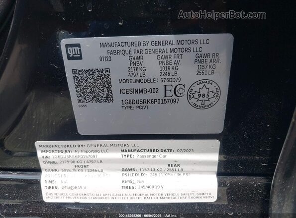 1G6DU5RK6P0157097 2023 CADILLAC CT5 Black Vista del compartimento del motor