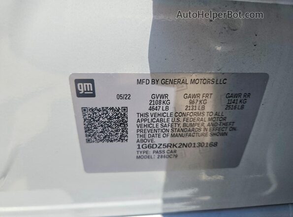 1G6DZ5RK2N0130168 2022 CADILLAC CT5 Silver 