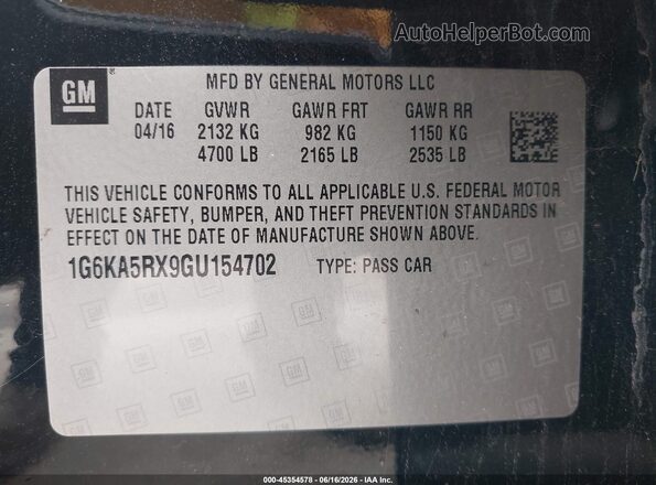1G6KA5RX9GU154702 2016 CADILLAC CT6 Черный Вид подкапотного пространства
