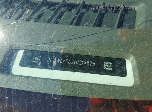 1GAWGFFG7K1218875 2019 CHEVROLET EXPRESS White VIN კოდის სტიკერის ხედი