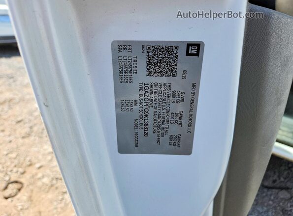 1GAZGPFG9K1368120 2019 CHEVROLET EXPRESS White VIN sticker view