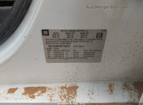 1GC1CUEG7GF129627 2016 CHEVROLET SILVERADO Белый 