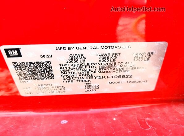 1GC1KTEY1KF106522 2019 CHEVROLET SILVERADO Red Widok komory silnika