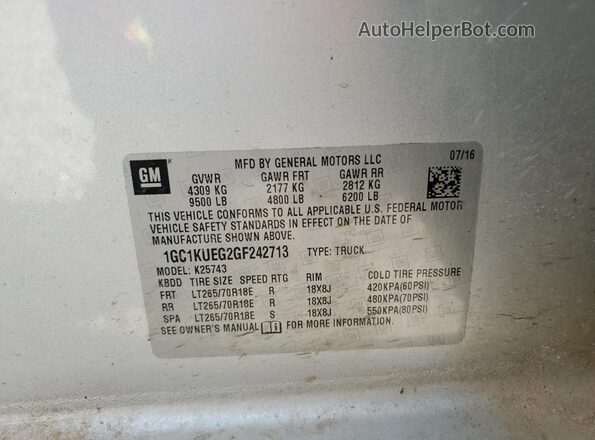 1GC1KUEG2GF242713 2016 CHEVROLET SILVERADO Silver Շարժիչի բաժամունքի տեսք