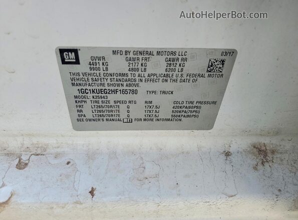 1GC1KUEG2HF165780 2017 CHEVROLET SILVERADO White Շարժիչի բաժամունքի տեսք
