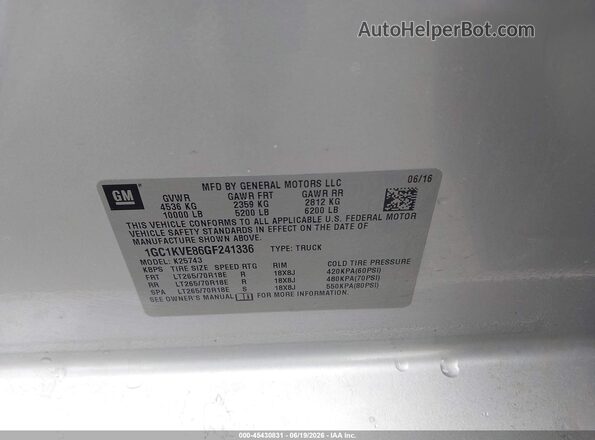 1GC1KVE86GF241336 2016 CHEVROLET SILVERADO Серебряный Вид подкапотного пространства