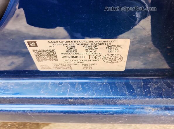 1GC1KVEGXJF147880 2018 CHEVROLET SILVERADO Синий 