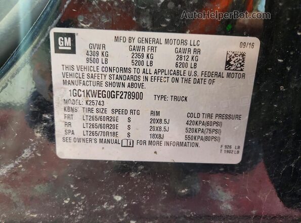 1GC1KWEG0GF278900 2016 CHEVROLET SILVERADO Black Engine compartment view