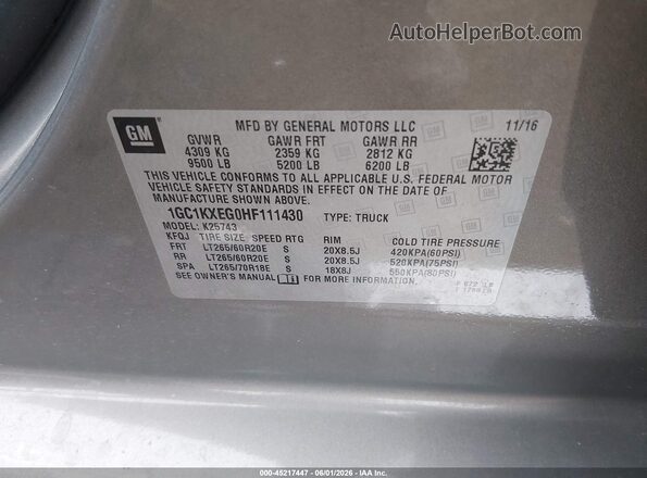 1GC1KXEG0HF111430 2017 CHEVROLET SILVERADO Pewter Շարժիչի բաժամունքի տեսք