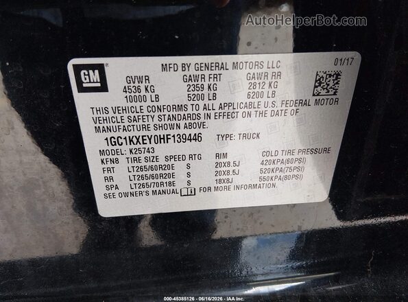 1GC1KXEY0HF139446 2017 CHEVROLET SILVERADO Black ძრავის განყოფილების ხედი