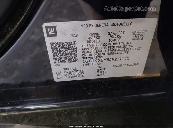 1GC1KXEY5JF271141 2018 CHEVROLET SILVERADO Черный Вид подкапотного пространства