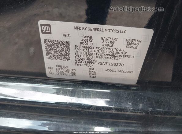 1GC1WNE72NF136320 2022 CHEVROLET SILVERADO Black ძრავის განყოფილების ხედი