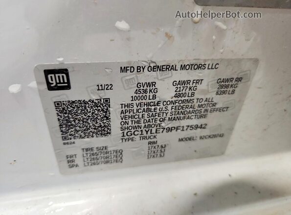 1GC1YLE79PF175942 2023 CHEVROLET SILVERADO White ძრავის განყოფილების ხედი