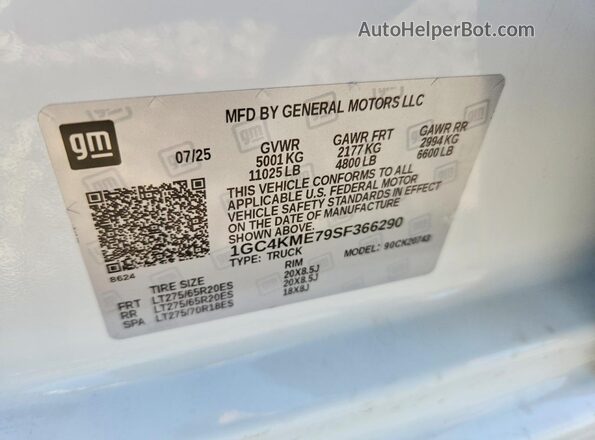 1GC4KME79SF366290 2025 CHEVROLET SILVERADO White Вид підкапотного простору