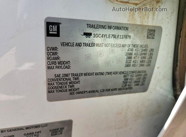 1GC4YLE79LF137876 2020 CHEVROLET SILVERADO White 