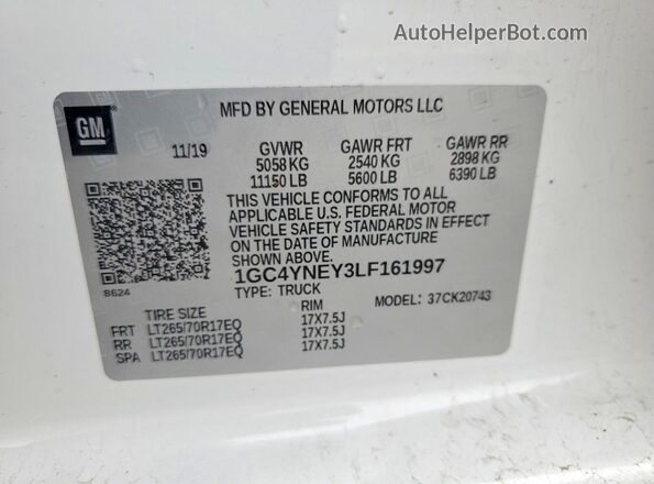 1GC4YNEY3LF161997 2020 CHEVROLET SILVERADO White Widok komory silnika