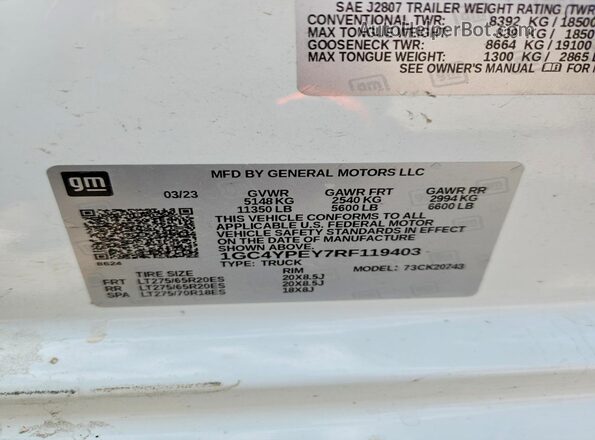 1GC4YPEY7RF119403 2024 CHEVROLET SILVERADO White 